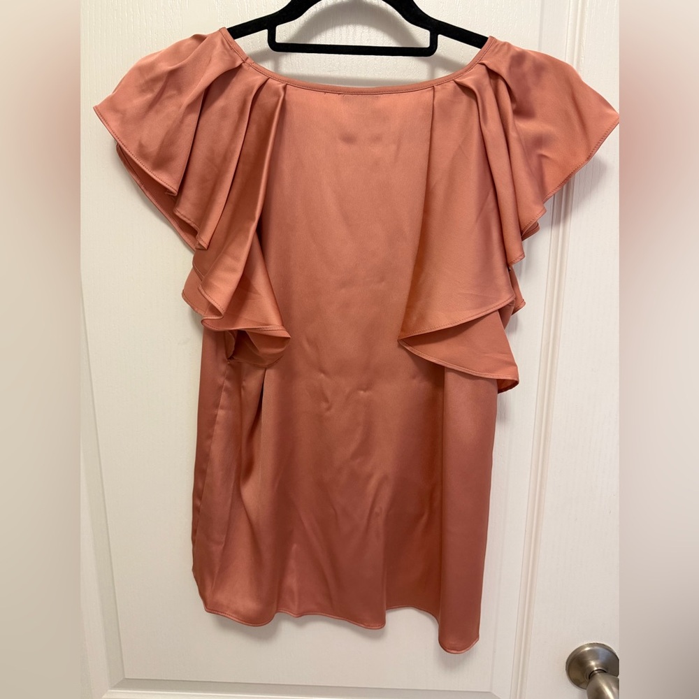 Worthington Silky Ruffle Sleeve Blouse | Small | Rose - Picture 2 of 4